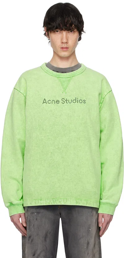 Acne Studios Green Logo Stud Sweatshirt In Bcd Bright Green