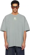 Acne Studios Green Logo T-shirt In Gray