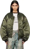 Acne Studios Green Logogram Bomber Jaket In Bgu Military Green