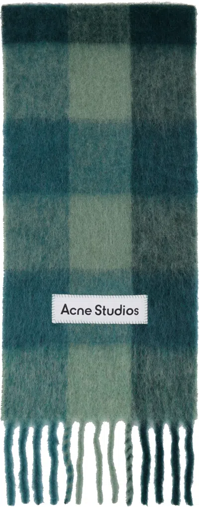 Acne Studios Green Mohair Checked Scarf