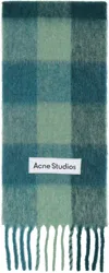 Acne Studios Green Mohair Checked Scarf In Multi