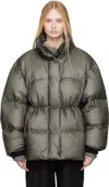 Acne Studios Logo Down Jacket In Aax Dark Green