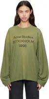Acne Studios Logo Printed Cotton And Hemp T-shirt In Green