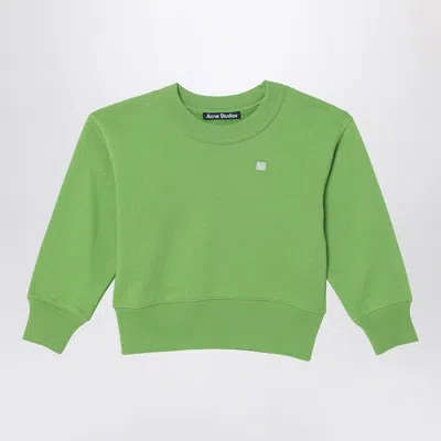 ACNE STUDIOS GREEN SWEATSHIRT WITH SMALL LOGO PATCH