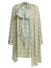 Acne Studios Checked Viscose Mini Shirt Dress In Green
