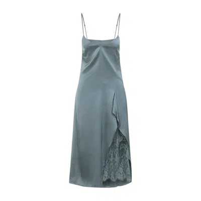 Acne Studios Green Viscose Midi Dress In Blue