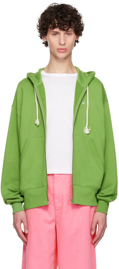 Acne Studios Green Zip Hoodie In Dob Herb Green