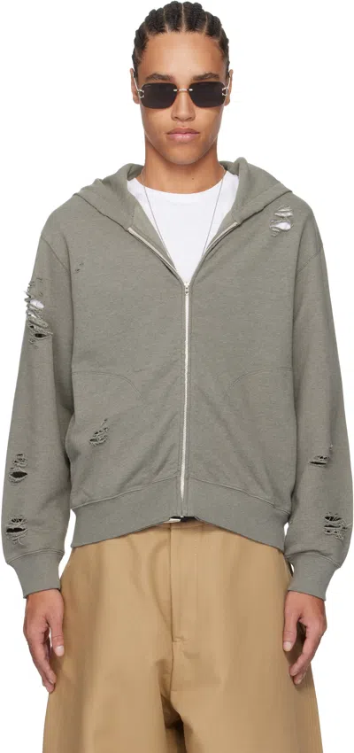 Acne Studios Green Zipper Hoodie In Bca Moss Green