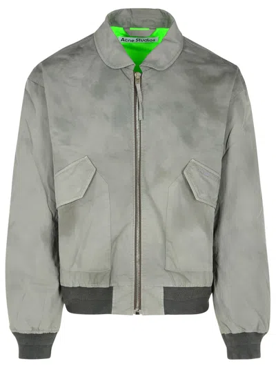 ACNE STUDIOS ACNE STUDIOS GREY COTTON BOMBER JACKET MEN