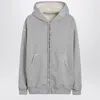 Acne Studios Hooded Zipper Sweater Front Pockets In Gray