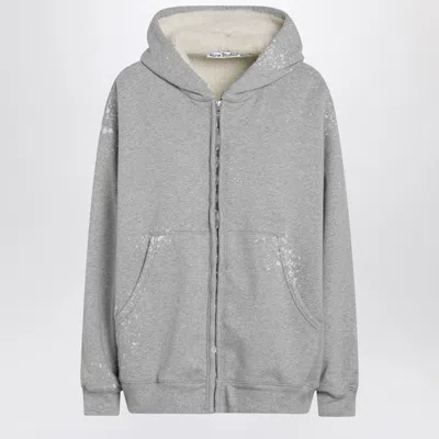 Acne Studios Hooded Zipper Sweater Front Pockets In Gray