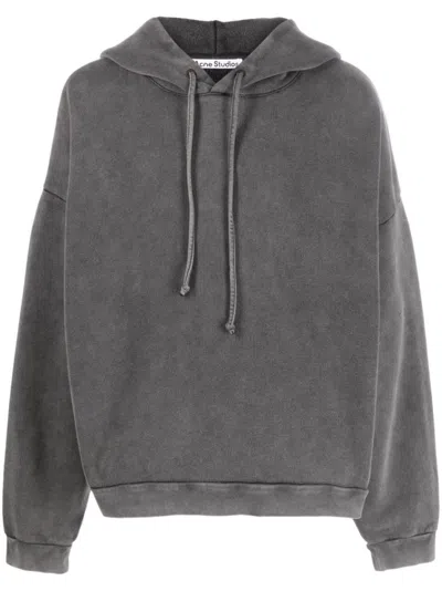Acne Studios Grey Logo Cotton Hoodie In Gray