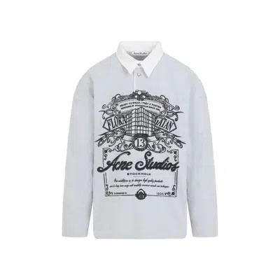 ACNE STUDIOS GREY PRINTED POLO