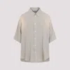 Acne Studios Short-sleeve Viscose Shirt With Classic Collar And Button-down Front In Light Grey