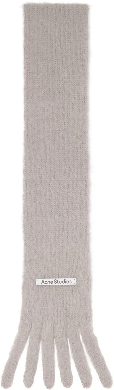Acne Studios Grey Skinny Logo Scarf In Neutral