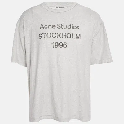 Pre-owned Acne Studios Grey Stockholm Print Jersey Distressed T-shirt L In Gray