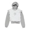 Acne Studios Frederico Stencil Logo Layered Hooded Sweatshirt In Gray