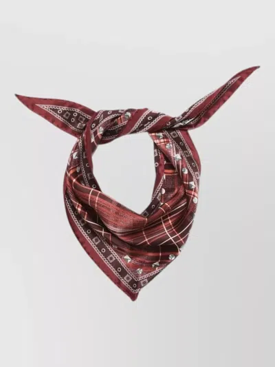 Acne Studios Hair Scarf Square Studs Geometric Check In Brown