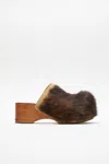 Acne Studios Fur Thick Soled Muller Shoes In Multi Brown