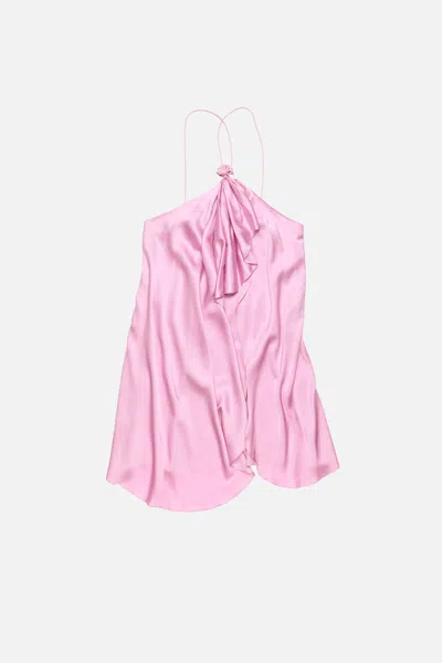 Acne Studios Ruffled Halterneck Satin Minidress In Purple