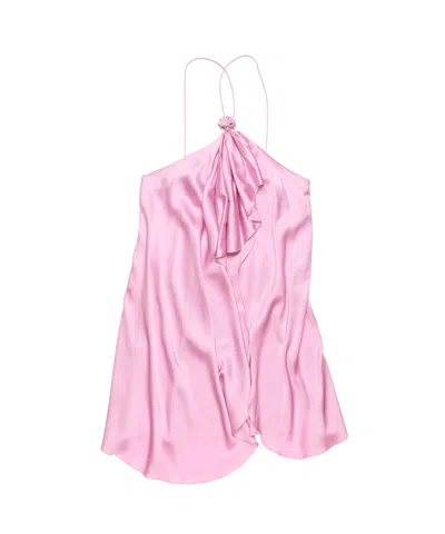 Acne Studios Ruffled Halterneck Satin Minidress In Purple