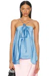 Acne Studios Tufo Draped Satin Halter Minidress
