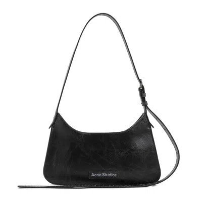 Acne Studios Black Shoulder Bag With Cracked Leather Finish
