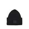 Acne Studios Pansy Face Patch Rib Wool Beanie In Black