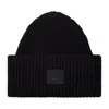 Acne Studios Pansy Face Patch Rib Wool Beanie