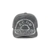 Acne Studios Distressed Curved Brim Hat With Eyelet Vents In Gray