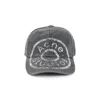 Acne Studios Distressed Curved Brim Hat With Eyelet Vents In Gray
