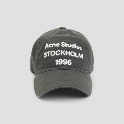 Acne Studios Logo-embroidered Cotton-twill Baseball Cap In Gray