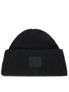 Acne Studios Black Wool Blend Beanie In Black
