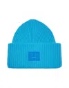 Acne Studios Logo Patch Ribbed Beanie In Turkese