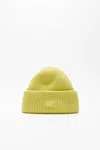 Acne Studios Small Face Logo Beanie Hat In Yellow