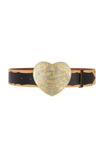 Acne Studios Heart Buckle Belt In Black