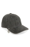 Acne Studios Heart Charm Cotton Twill Baseball Cap In Faded Black