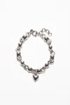 Acne Studios Heart Charm Necklace In Antique Silver