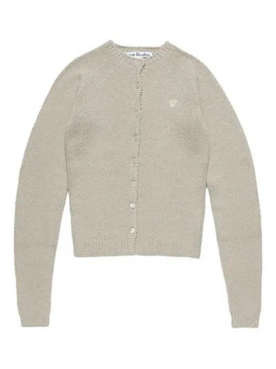 Acne Studios Heart-embellished Buttoned Cardigan In Gray