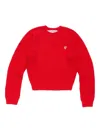 Acne Studios Heart-embroidered Raglan-sleeve Sweater In Red