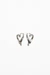 Acne Studios Heart Hoops In Antique Silver