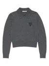 Acne Studios Heart-motif Polo-collar Top In Gray