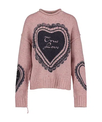Acne Studios Printed Wool Blend Jumper In Pink