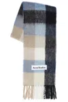 Acne Studios Heavy Scarf In Blue  Beige  & Black