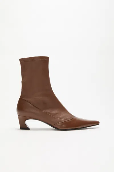Acne Studios Heeled Ankle Boots In Cognac Brown