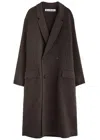 Acne Studios Herringbone-weave Wool-blend Coat In Grey