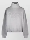 Acne Studios Brushed Cotton Fleece Funnel Neck Logo Sweatshirt With Balloon Hem In Transparent