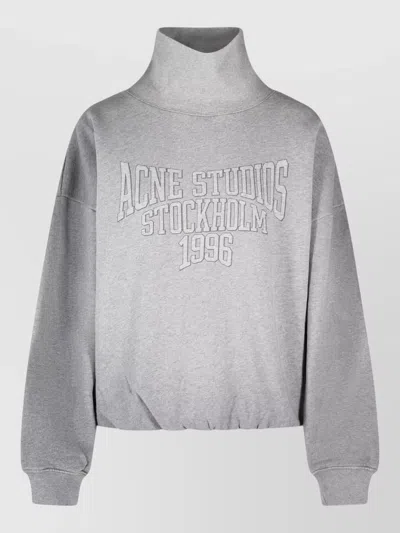 Acne Studios High Neck Cotton Sweatshirt Long Sleeves In Gray