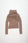Acne Studios Checked Wool And Cotton-blend Top In Beige,brown