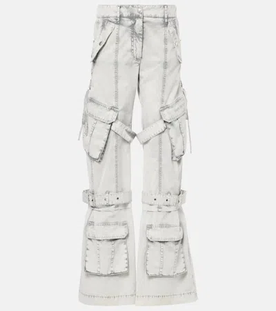 Acne Studios Cotton Cargo Trousers Dusty White In Grey